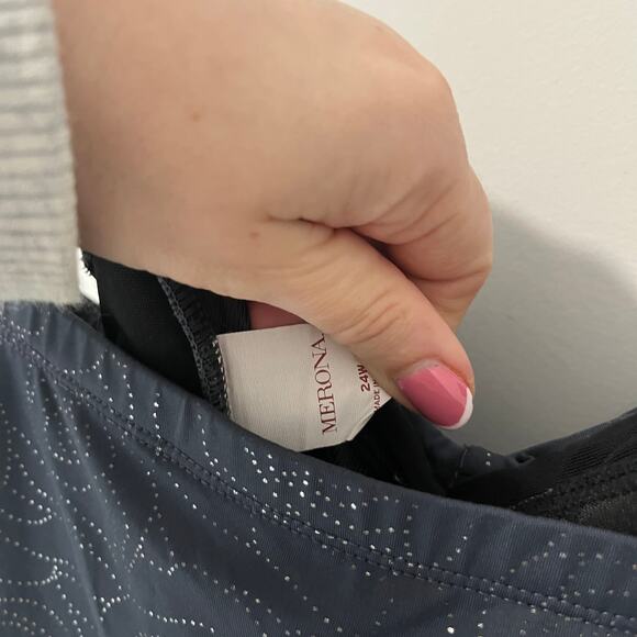 Merona Gray Floral Sparkle One Piece Bathing Suit Size 24W - Picture 4 of 6